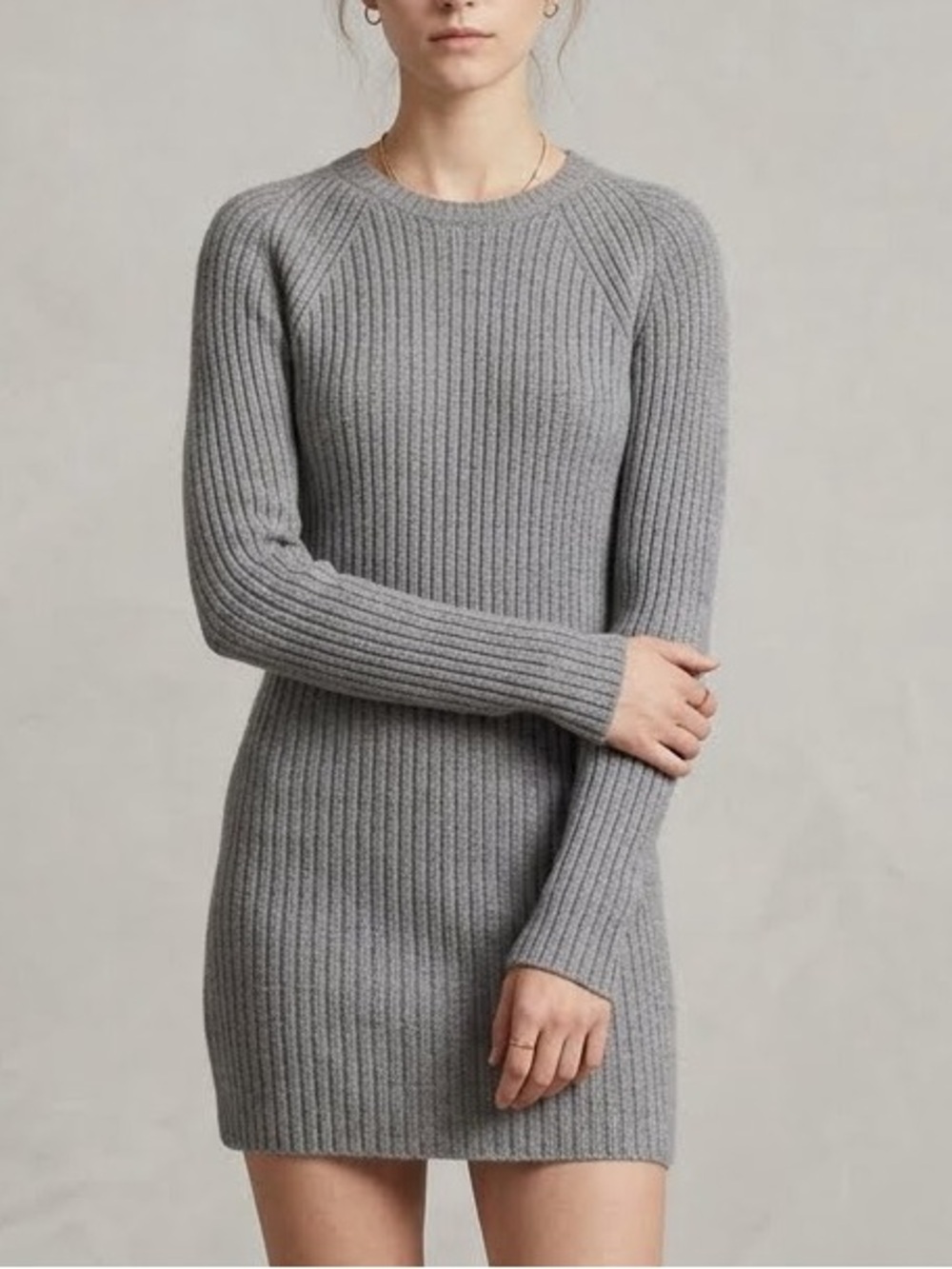 Givenchy Paris Gray Ribbed Crewneck Sweater Knit Wool Size XS Warm Women